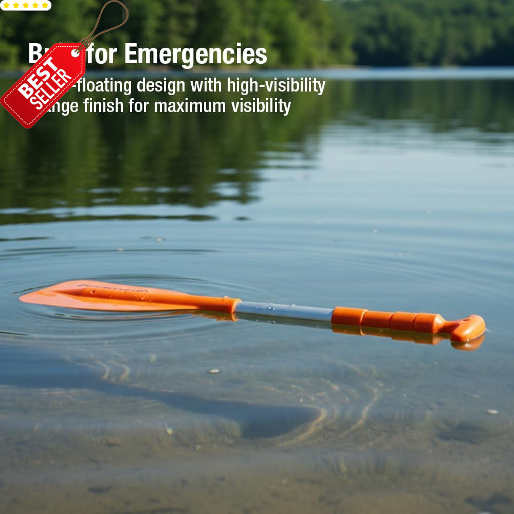 Emergency Telescoping Paddle for Boating Orange Adjustable Safety Oar - US