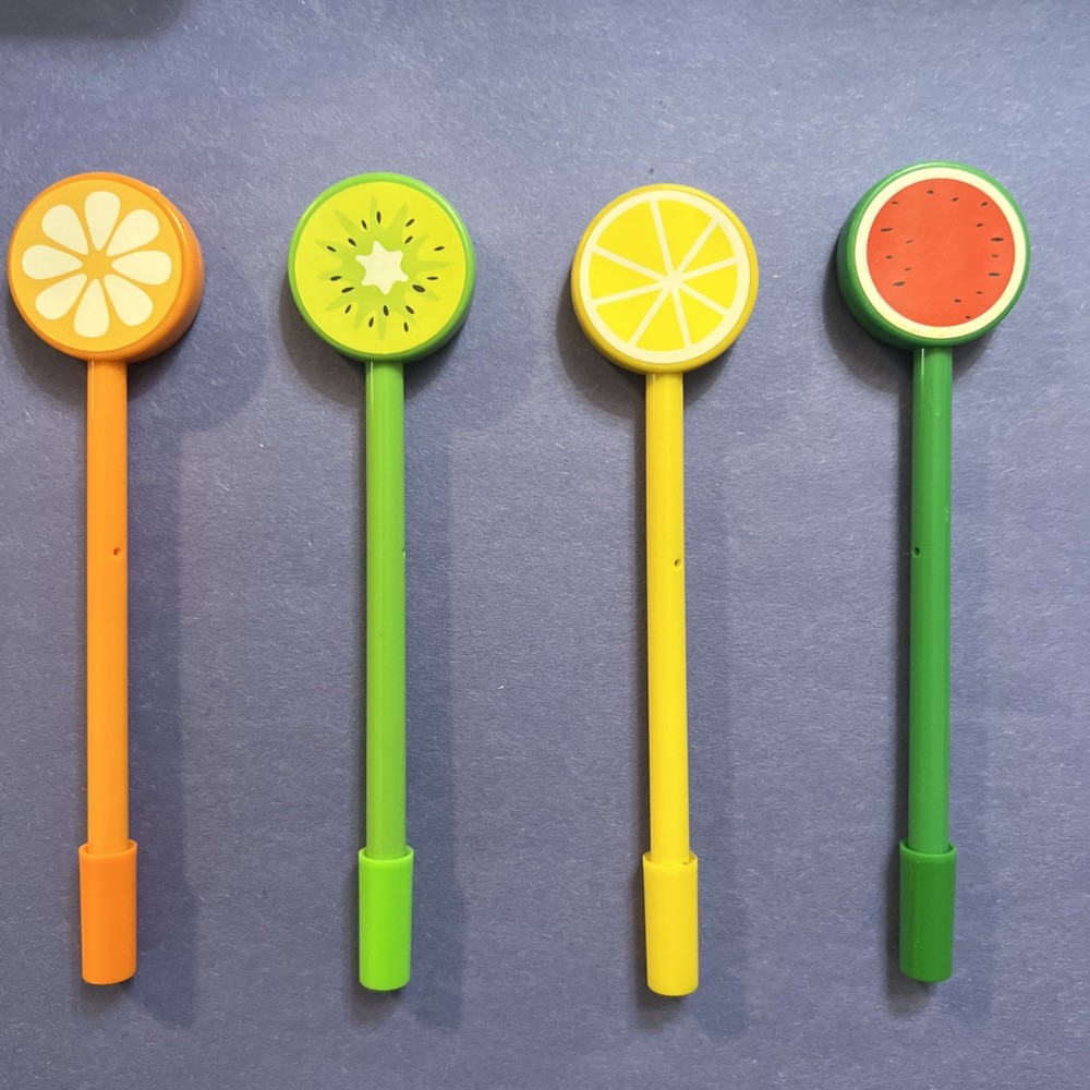 4 Fruit Shaped Black Felt Tip Pens