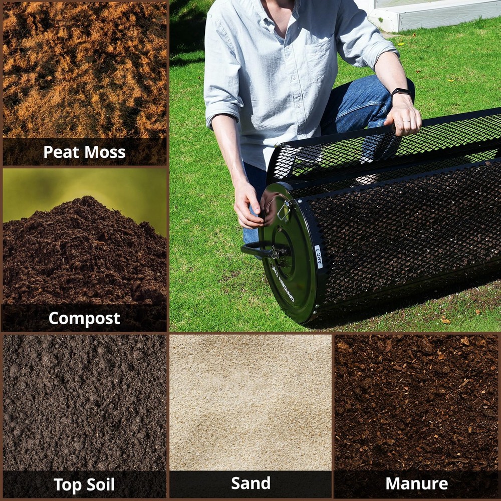 Compost Spreader 30 Inch Peat Moss Spreader with Installation Support Accesso...