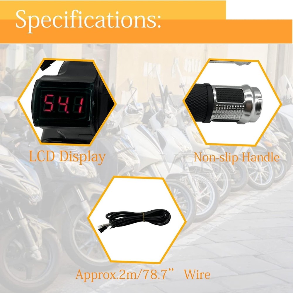 Universal Electric Bicycle Throttle Grip with Voltage Display & Comfortable Grip