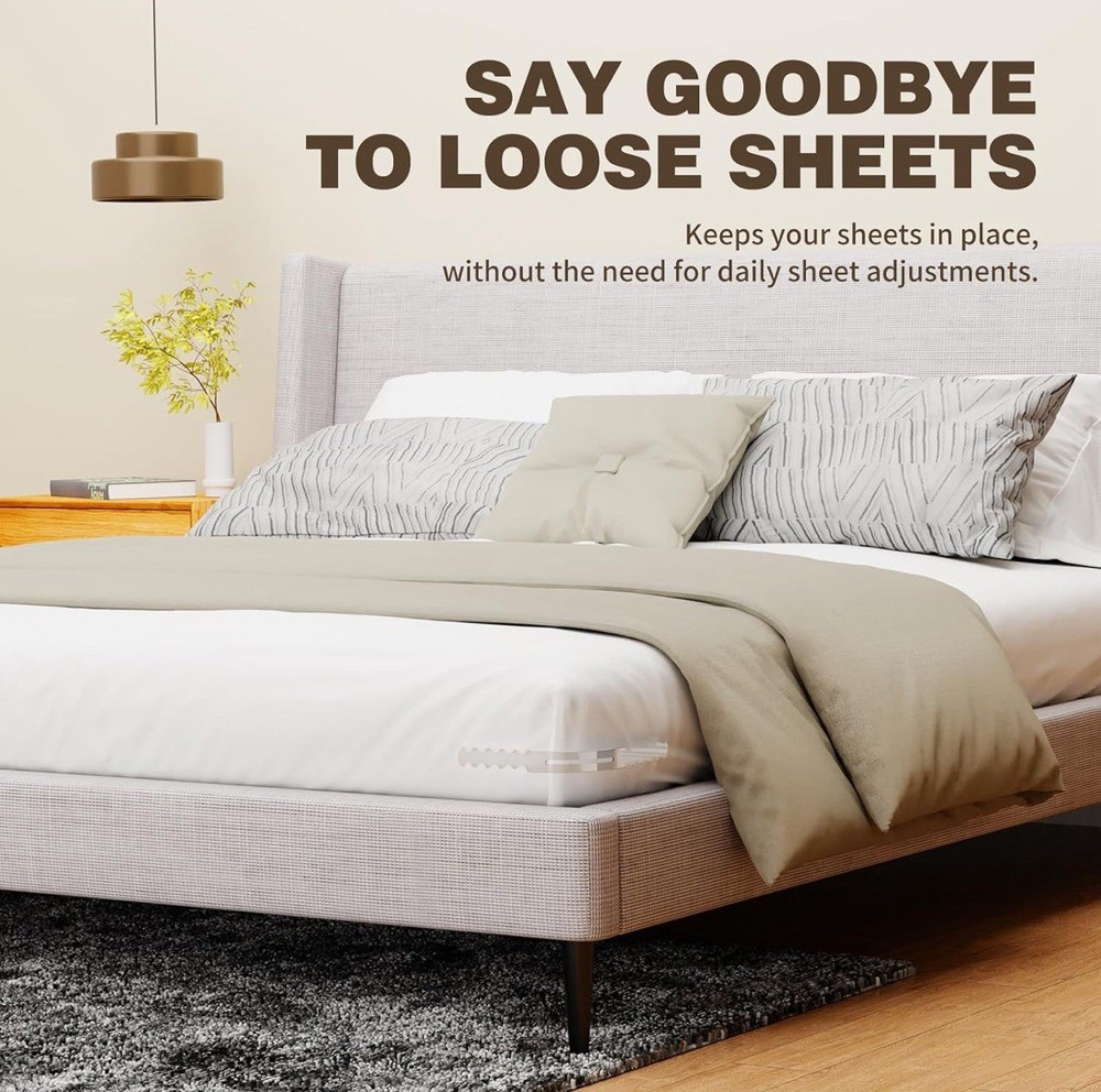 NIB Lock Bed Sheet Holders Keep Bedding Tight Secure 4 Pack White