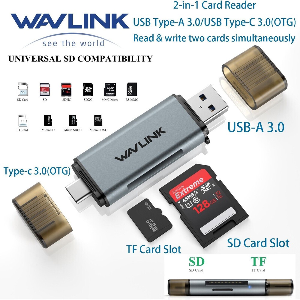USB-C USB-A Card Reader Writer Memory OTG Adapter For SD SDXC SDHC MMC TF Micro