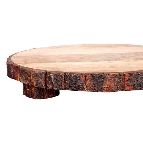 Rustic Mango Wood Pedestal Stand - Decorative Riser for Kitchen, Home Décor & Pl