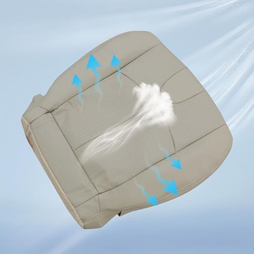Front Driver Side Bottom Perforated Leather Seat Cover Tan #C Compatible with