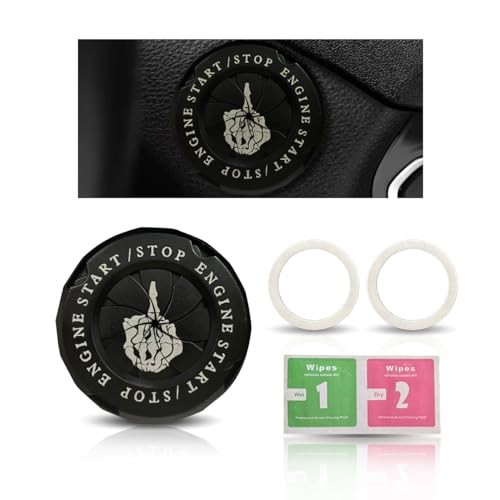 Car Push Start Stop Button Protector, Rotary Ignition Middle Finger - Black