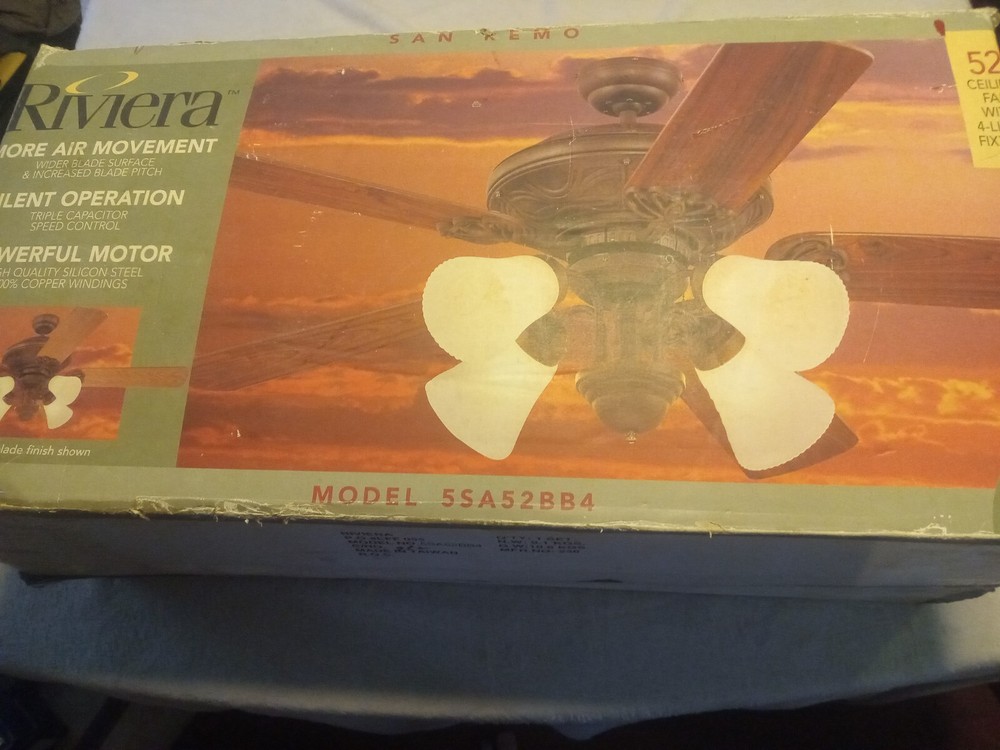 RIVIERA CEILING FAN 52 “ 5SA52BB4 New Open Box