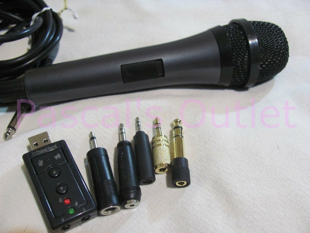 High Grade Low Noise 10-ft Wired Microphone ON-OFF Switch plus assorted Adapters