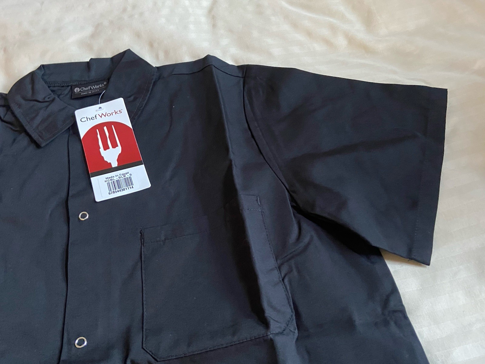 Chef Works KCBL Black Short Sleeve Cook Shirt Mens Size S