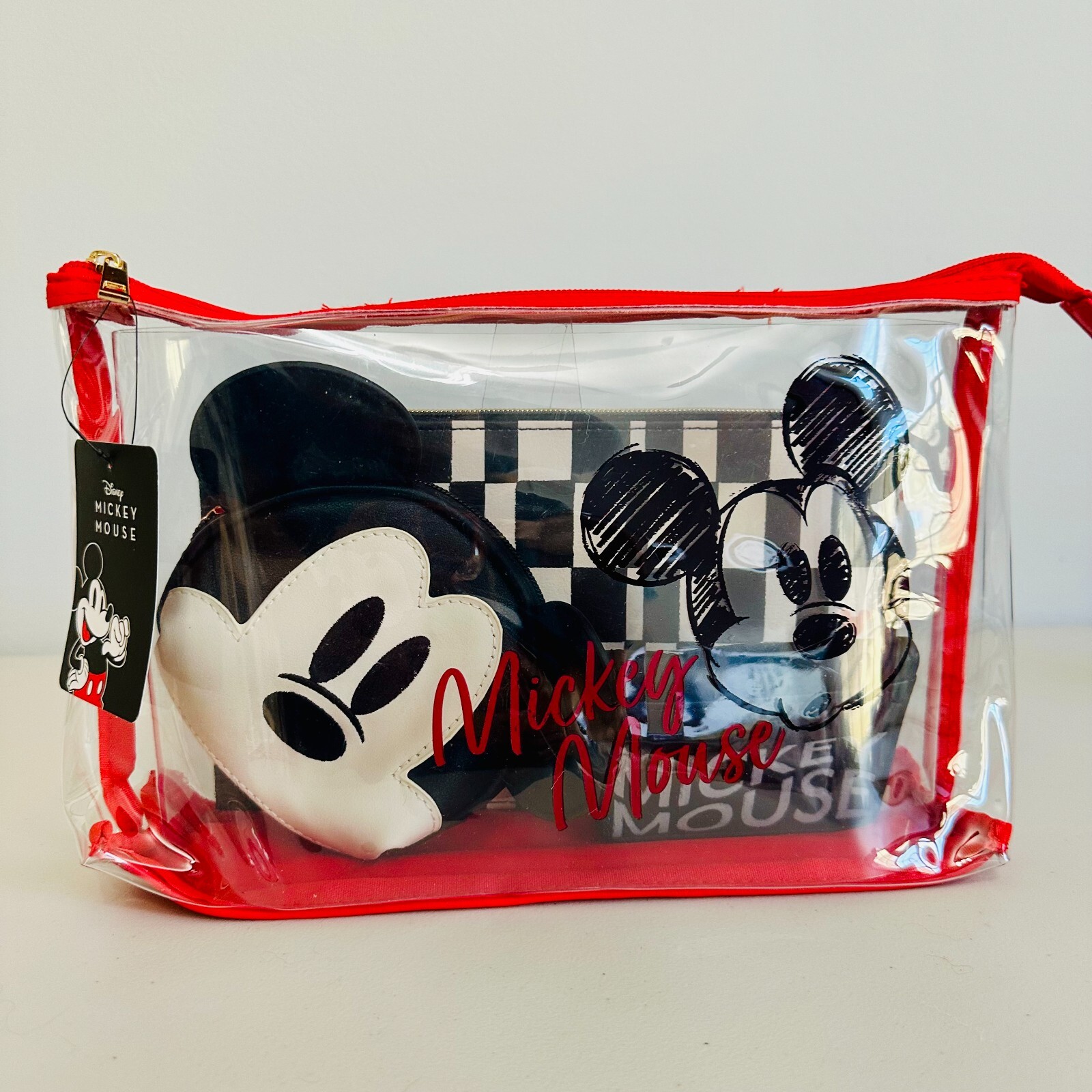 BIOWORLD MICKEY MOUSE 4-PIECE WRISTLET WALLET CARDHOLDER COSMETIC CASE GIFT SET