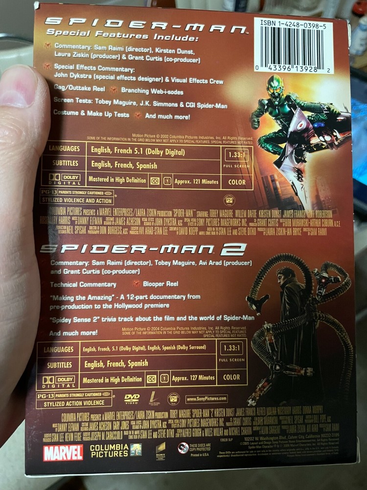 Spider-man 1 Spider-man 2, Spider-man 3 DVD