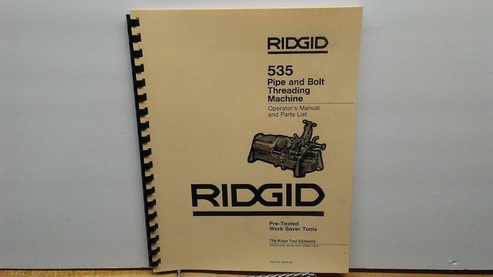 Ridgid 535 Pipe & Bolt Threading Machine Operator’s & Parts Manual