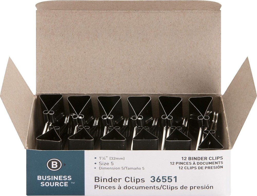 Busin Source Medium Binder Clips, Fold-ba, acity, Steel