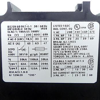Siemens Contactor 3RT1044-3BB40 3RT1044-3BB40