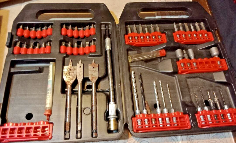 Craftsman partial drill bit set. Clam shell hardcase built in handle. VINTAGE.