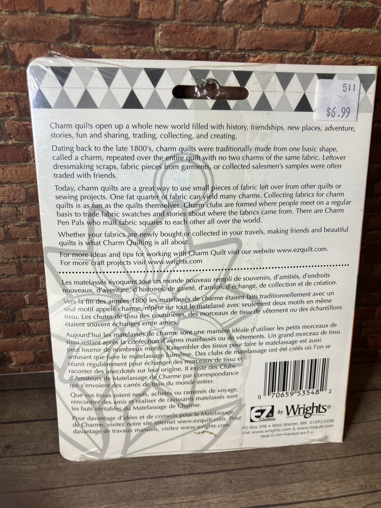 Hexagon Flower Patchwork Template by EZ Quilting - Quilt Pattern + Charm