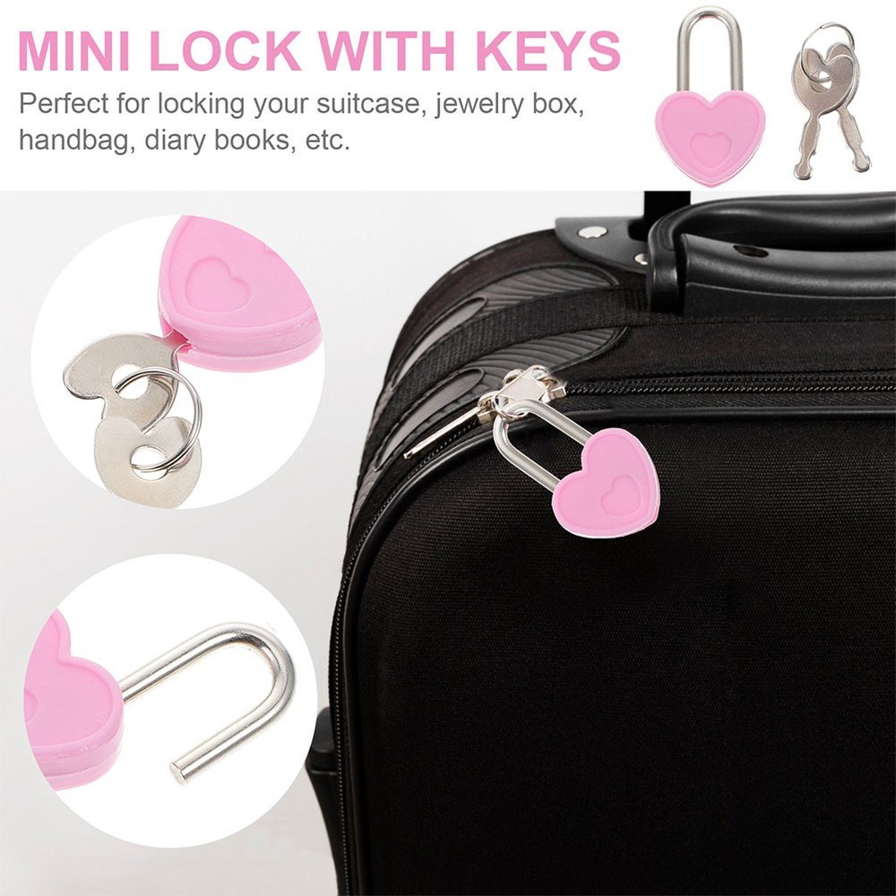 20 Sets Small Heart Shaped Padlocks Mini Locks with Keys for Decoration