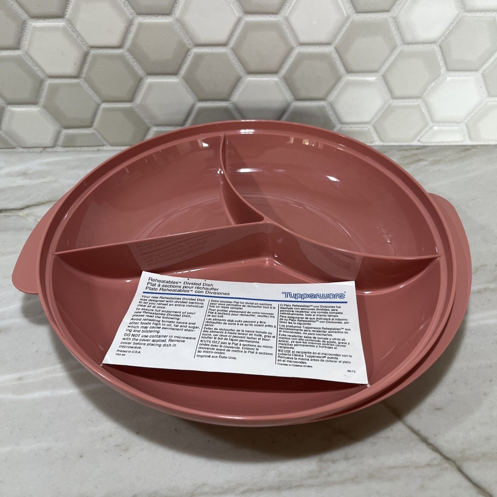 Tupperware Reheatables Divided Dish Pink Rose New 2604B