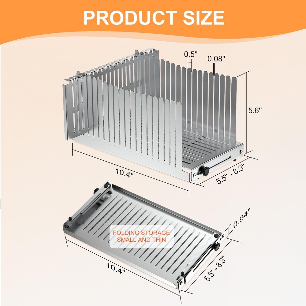 Stainless steel Bread Slicer for Homemade Bread,Adjustable Width,Foldable Com...