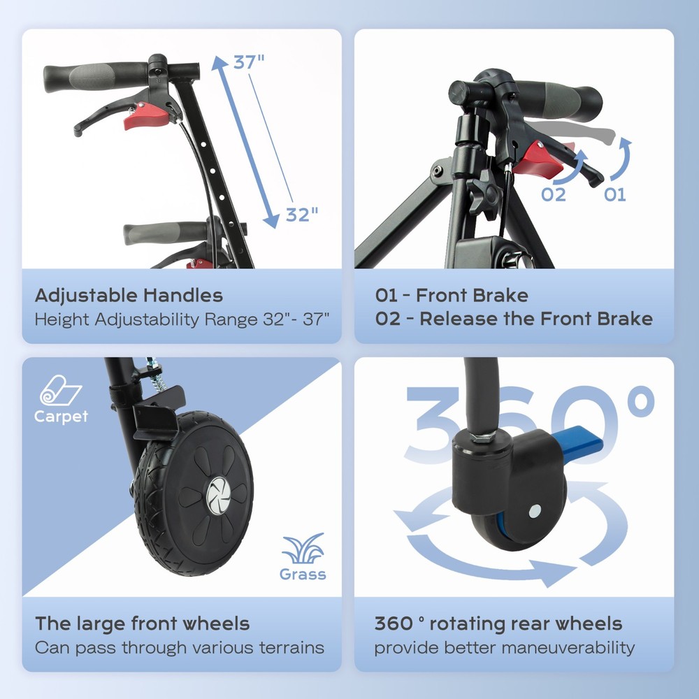 【Resistance Adjustable】Rollator Walker - Strength Training & Mobility Aid