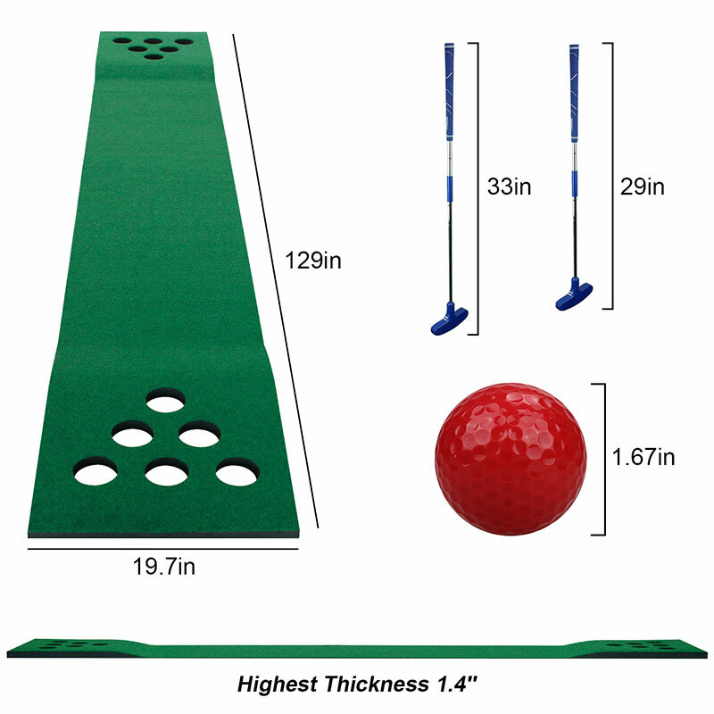 Golf BeerPong Game Set Green Mat,Golf Putting Mat Indoor Putting Green With Club