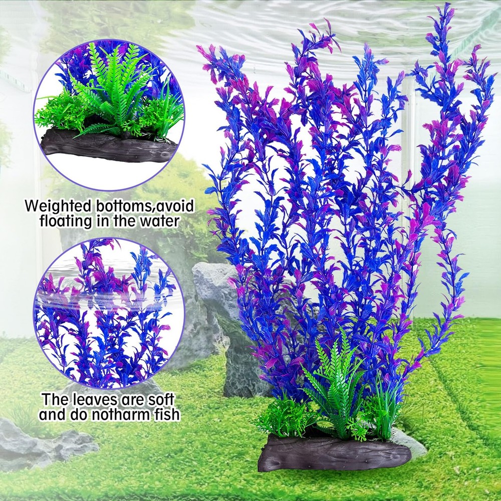 Hamiledyi Aquarium Plastic Plants Decor Artificial Fish 20.4 in, D