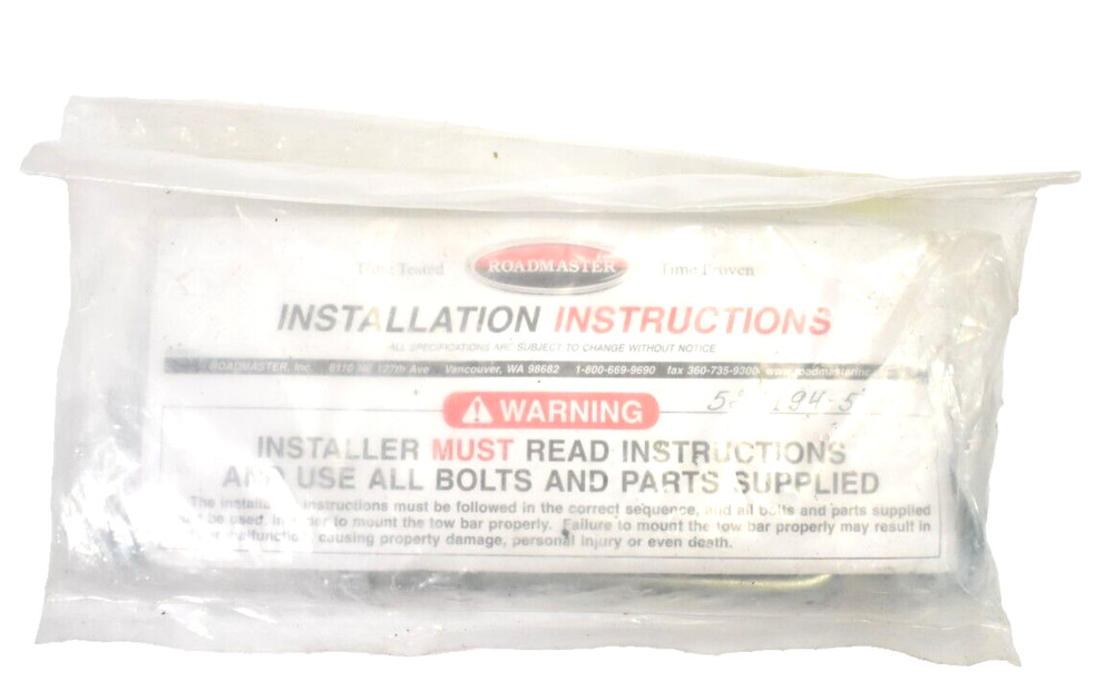Roadmaster Installation Hardware Pack For Tow Bar Mounting Bracket 521194-5