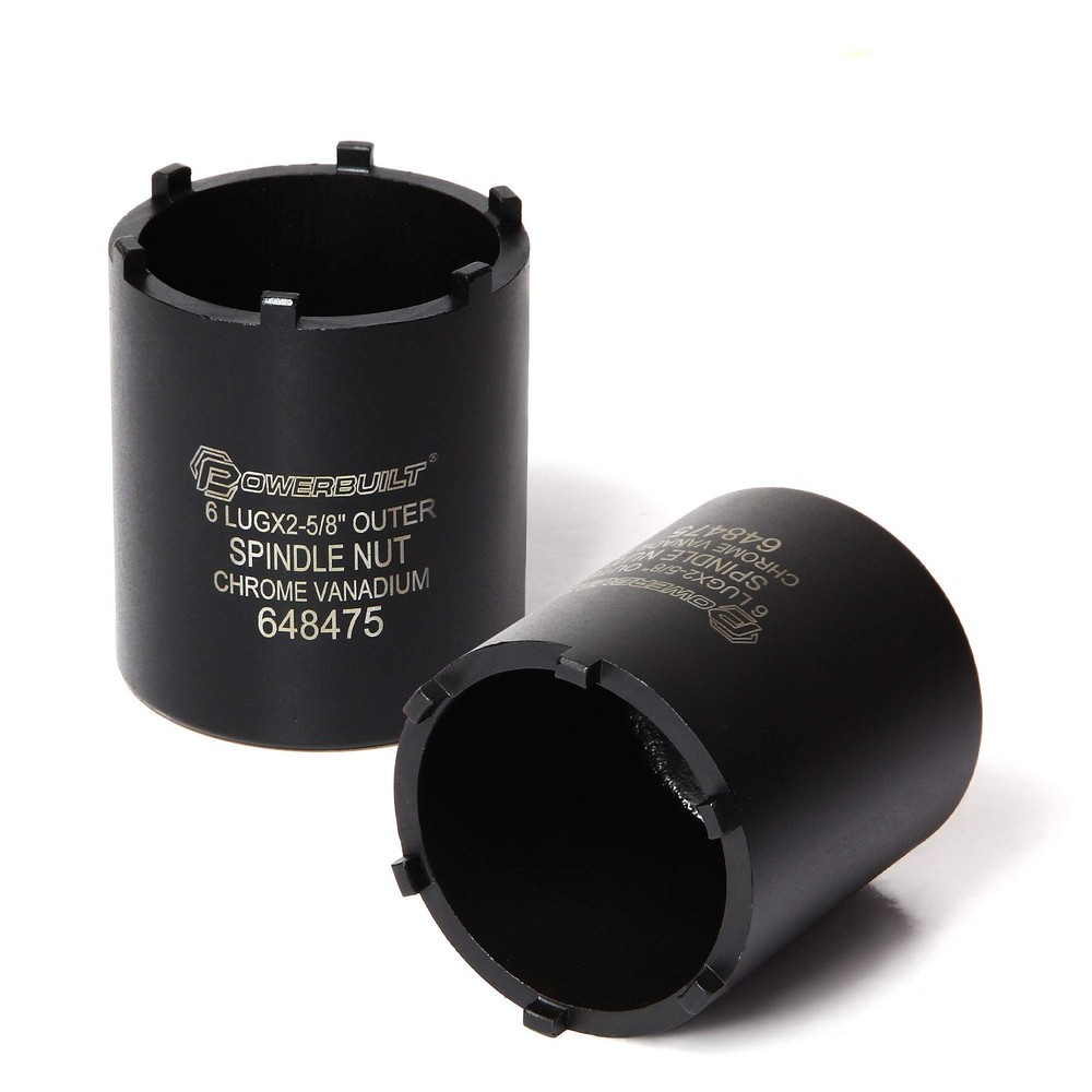 Powerbuilt 648475 Spindle Nut Socket, Six Outer Black, 6-Lug, 2-5/8" Outer