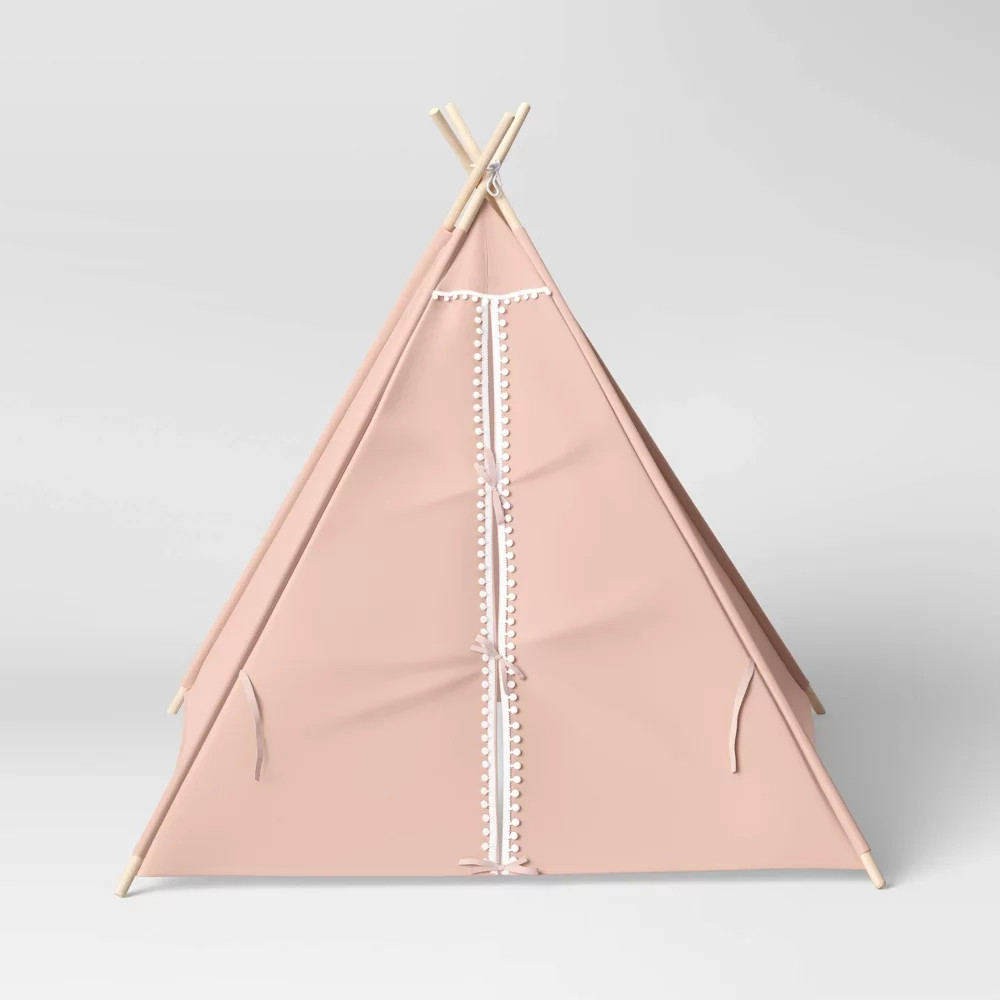 Pillowfort Pom Pom Kids' Camping Tent Teepee Play Pine Frame Ages 3+