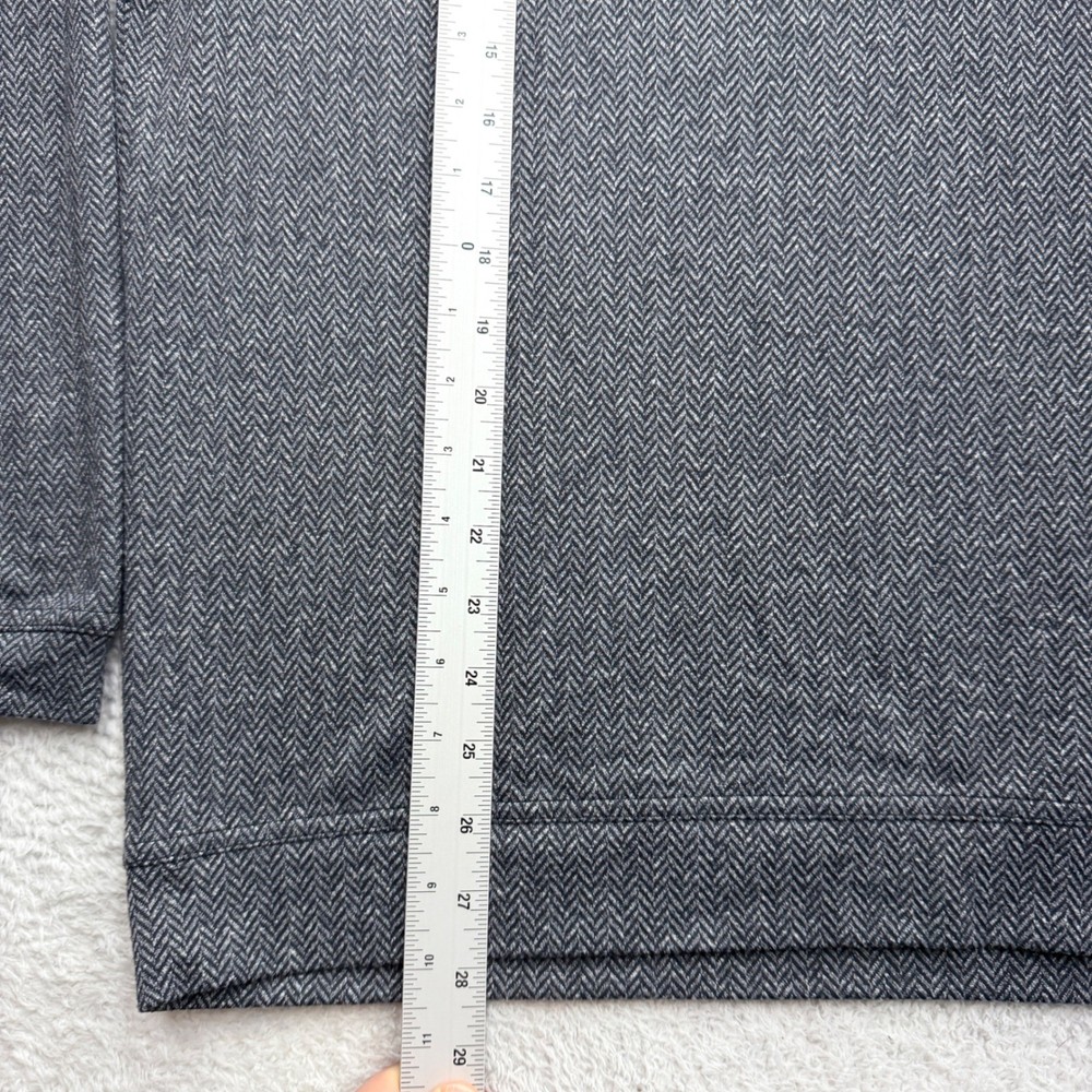 Rhoback Mens Grey Herringbone Quarter Zip Pullover Performance Golf Top Size M