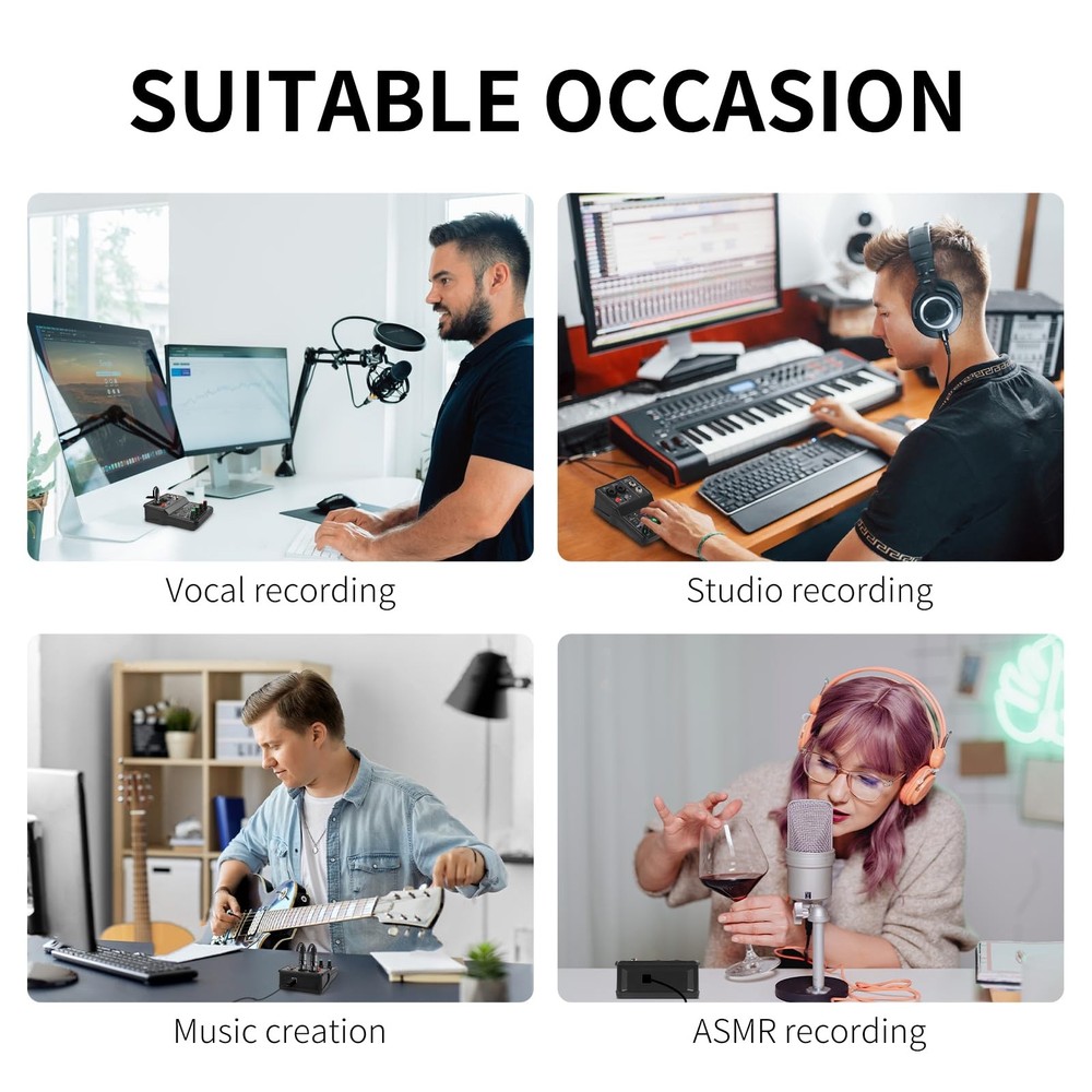 USB Audio Interface for PC,Interface for Recording Music Computer Recording A...