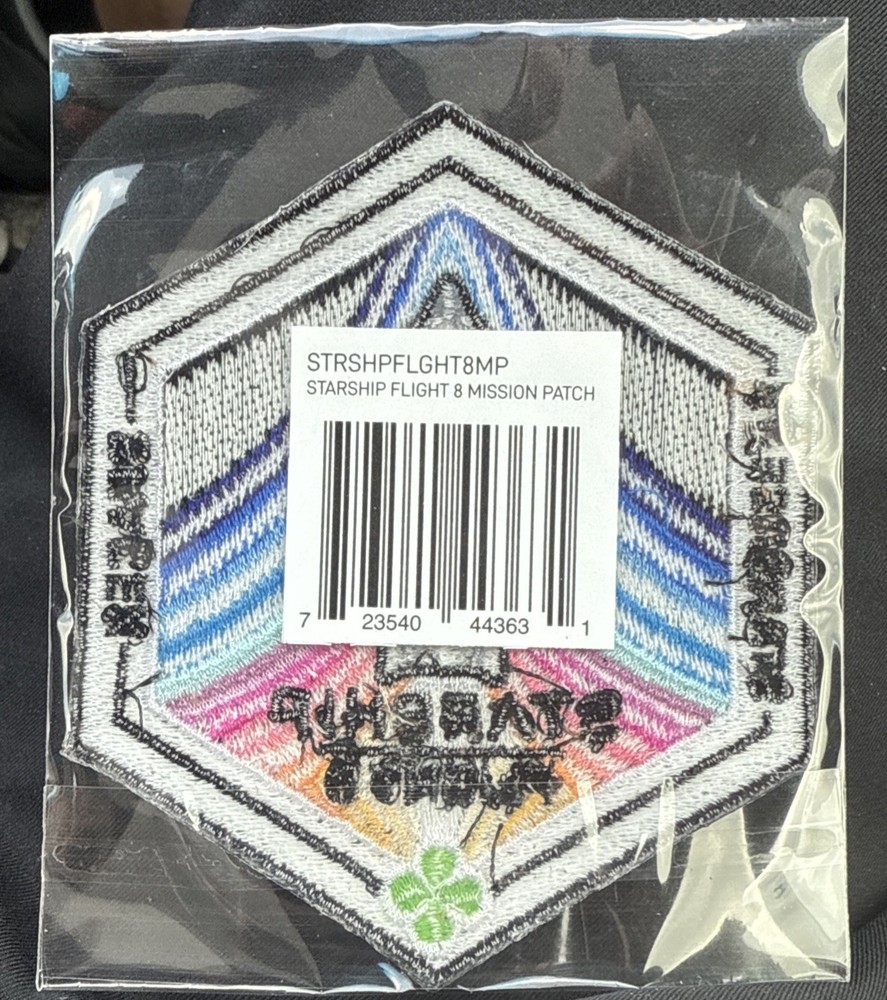 STARSHIP FLIGHT 8 MISSION PATCH- AUTHENTIC Space X EMPLOYEE PATCH + Tile Frag.