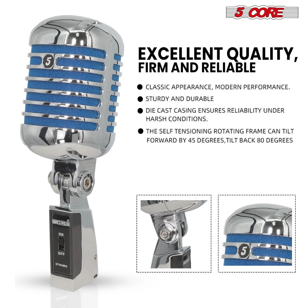 5Core Vintage Microphone Classic Dynamic Professional XLR Studio Retro Style Mic