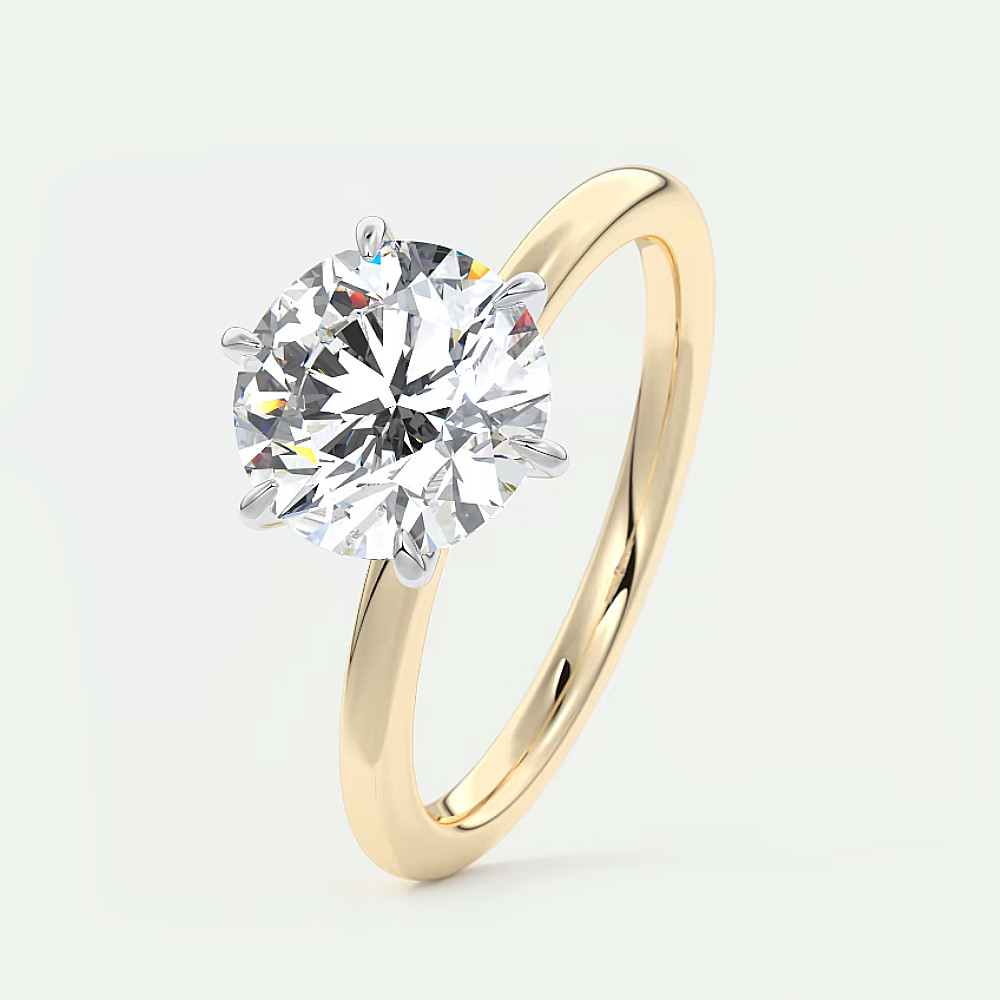 Round Cut Setting Engagement Ring 14k Multi Tone Gold Semi Mount