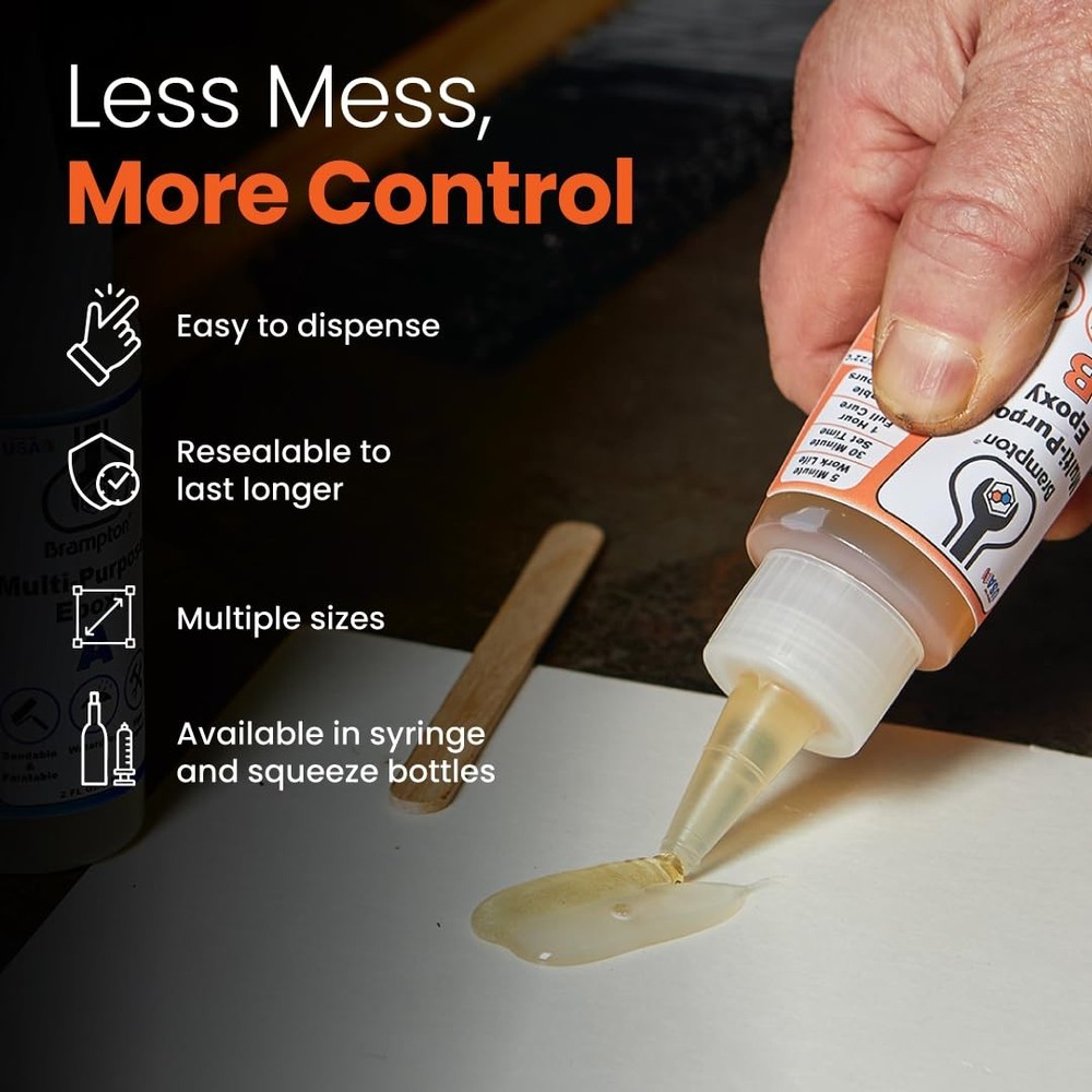 Brampton Multi-Purpose Epoxy, Quick 30-Minute Set, Waterproof 2-Part Amber