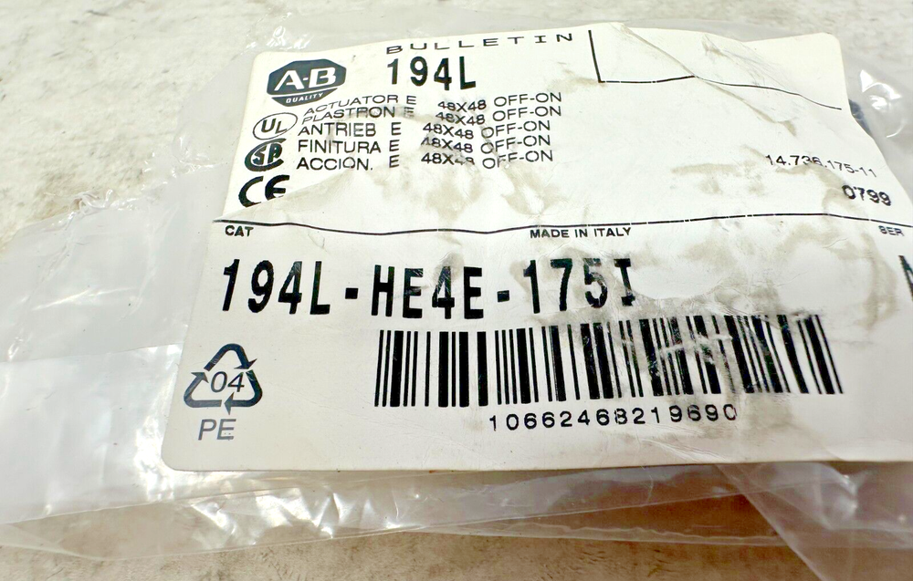 Allen-Bradley 194L-HE4E-175I Control and Load Switch Actuator