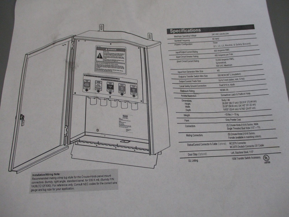 *NEW* COMMTECH / MICRIN MTC6003ESH GENERATOR INTERFACE PANEL