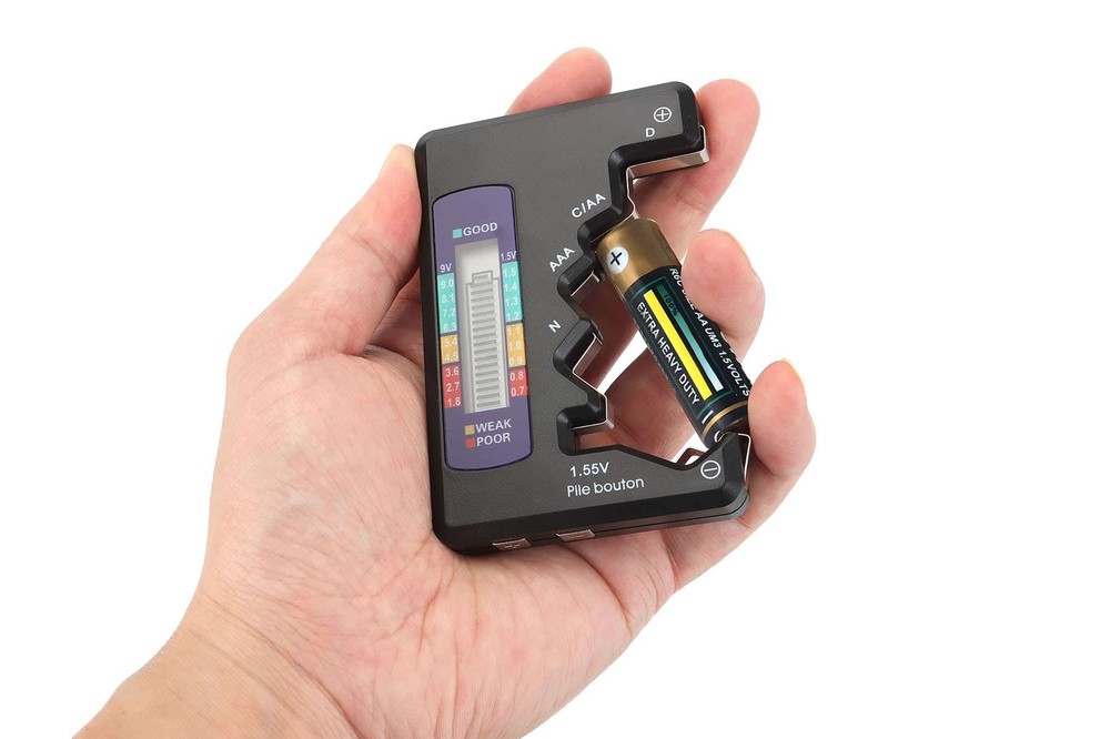 Digital LCD Battery Tester Universal Volt Checker AAA AA C D 9V & Button Cell