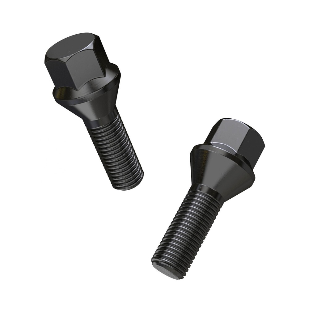 20pc 12x1.5 Black Cone Lug Bolts for BMW E36 E46 E60 E90 E92 E39 E82 E88 Z4 Z3