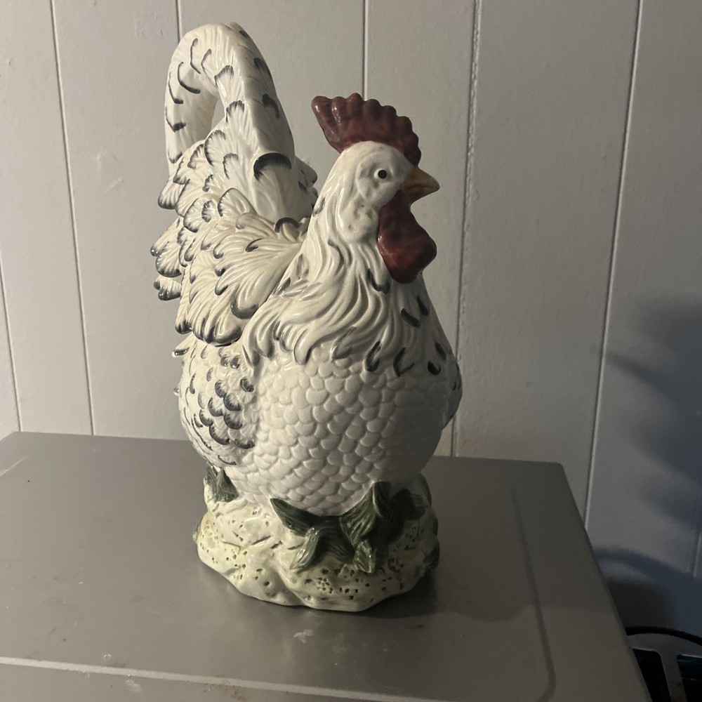 Medium Ceramic Rooster And Hen with Cookie Jar/Canister