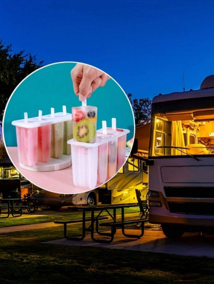RV Kitchen 4-Popsicle Mold with Cover - Cute DIY Homemade Ice Cream Mold
