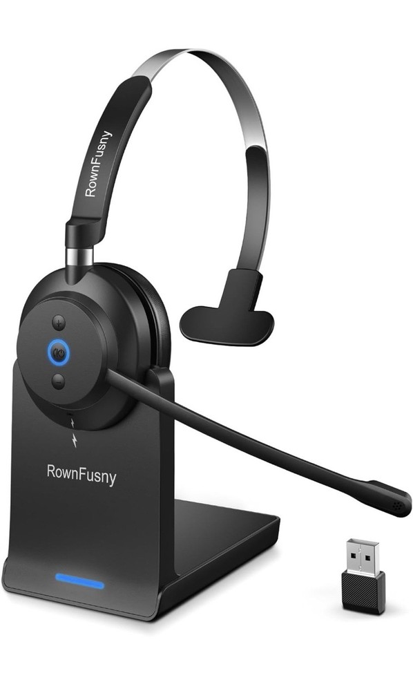 Wireless Headset with Mic for Work, Bluetooth Headphones with Microphone, Comput