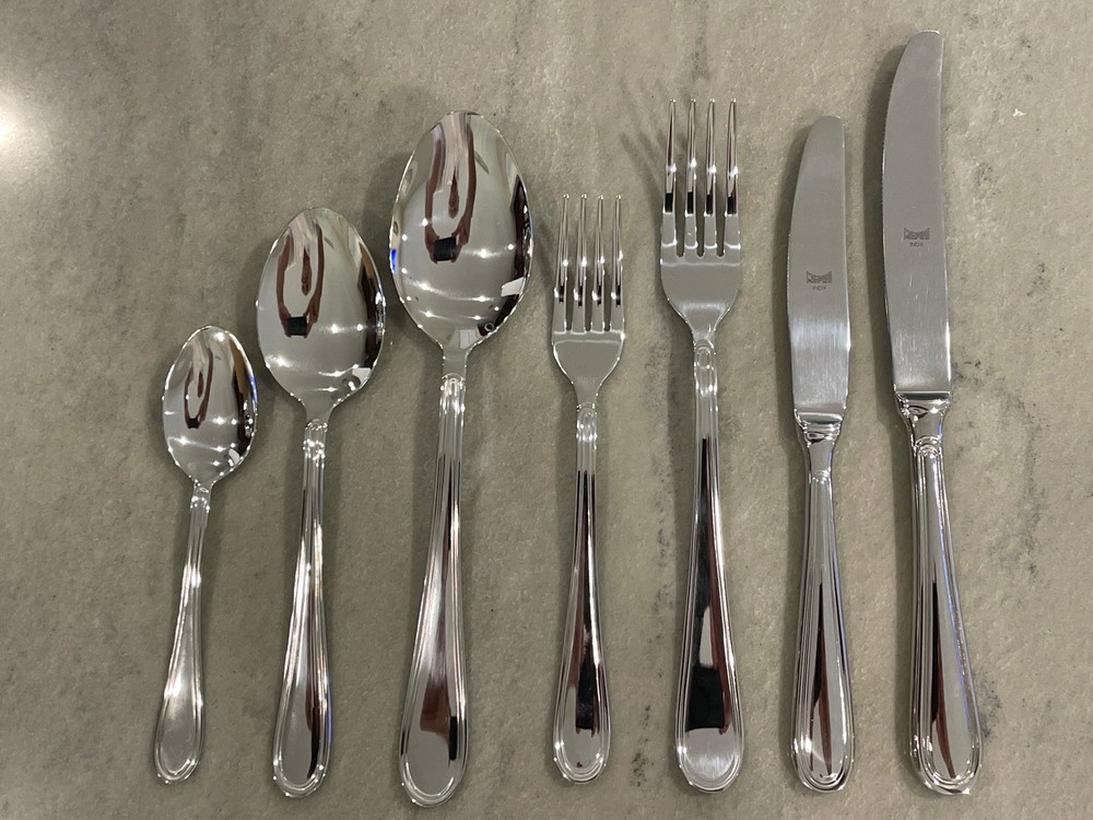 MEPRA Norma Flatware Set, 42 Piece Flatware Set Luxury  Retail $583
