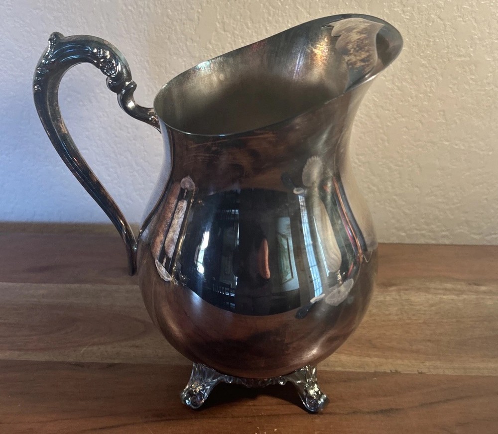 F.B. Rogers Silver Co Silver Plate Footed Pitcher 8.5” Tall