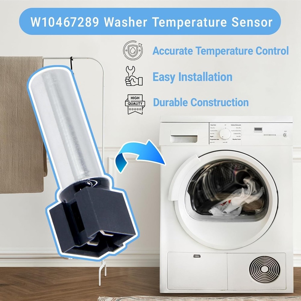 Temperature Sensor with Screw Installation for Washers Black Plastic Shell