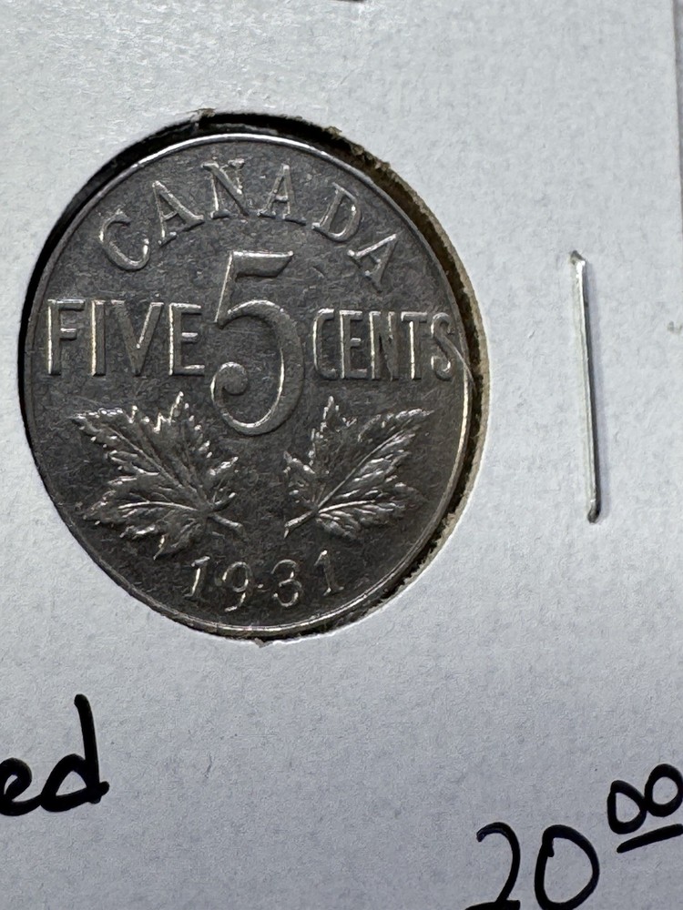 1931 Canada 5 Cents Cleaned