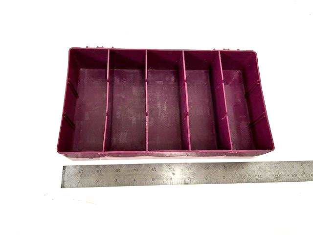 PLASTIC MAROON HOBBY CASE 11" x 6" - 6 COMPARTMENTS- USED