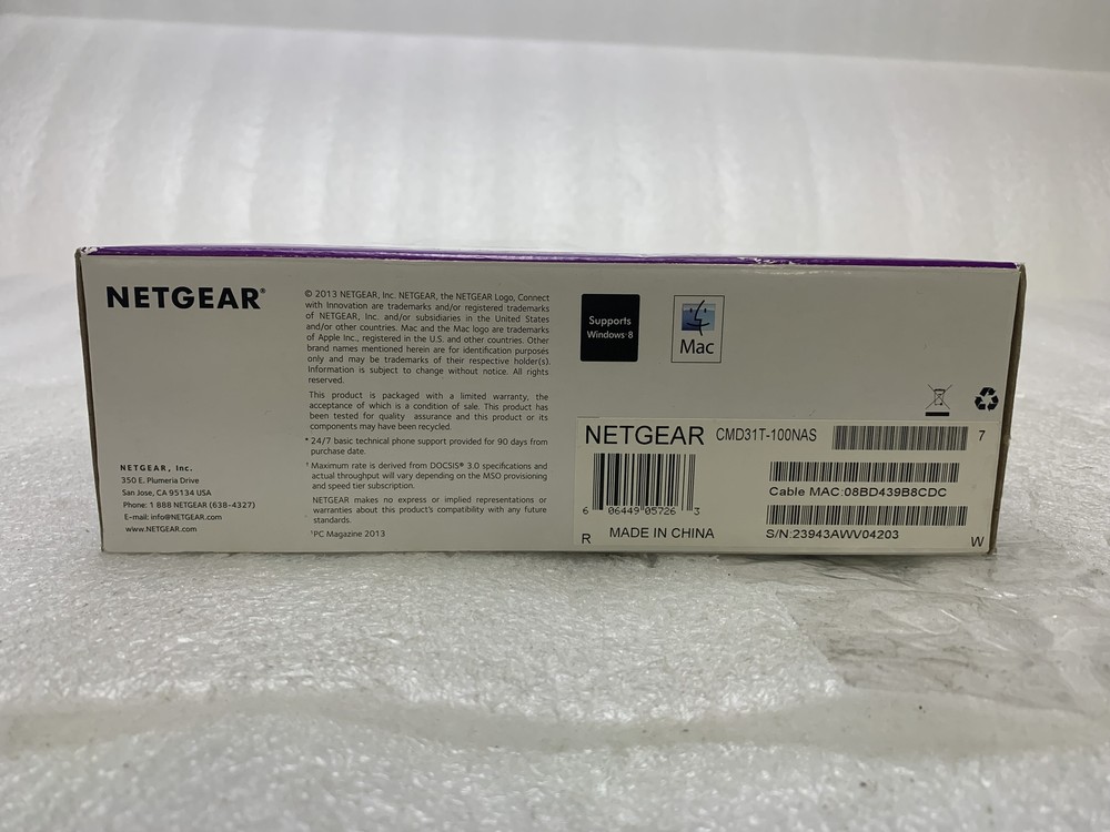 NETGEAR CMD31T White DOCSIS 3.0 High Speed Cable Modem New with box