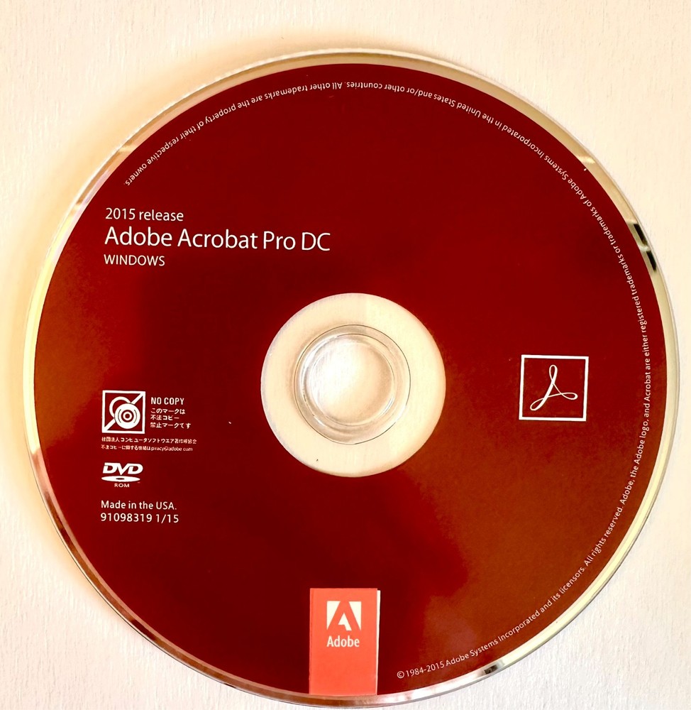 Adobe Acrobat Pro DC 2015 Permanent Windows Edition 2 PCs  DVD/USB