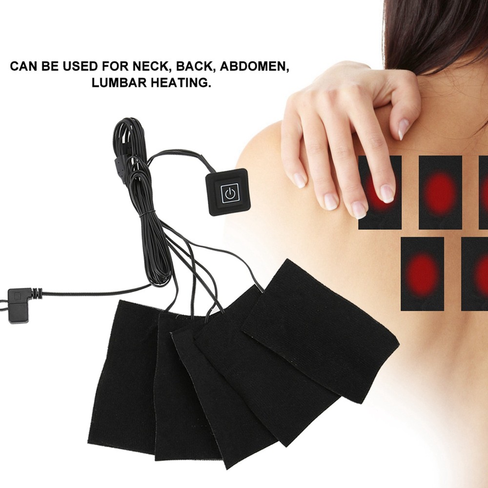 USB Electric Clothes Five Heater Pads Heating Adjustable Temperature Wa⊹