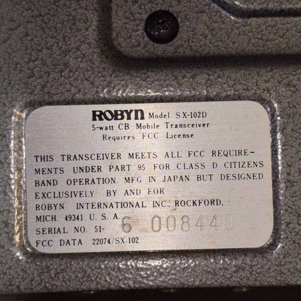 1978v Robyn SX-102D CB Transceiver UNTESTED